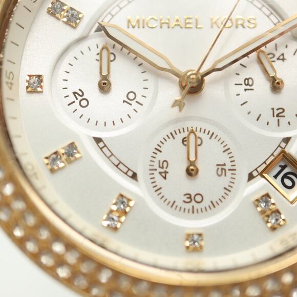 Michael Kors Womens White Gold Tone Chronograph Watch 39mm with New Battery - Picture 7 of 16